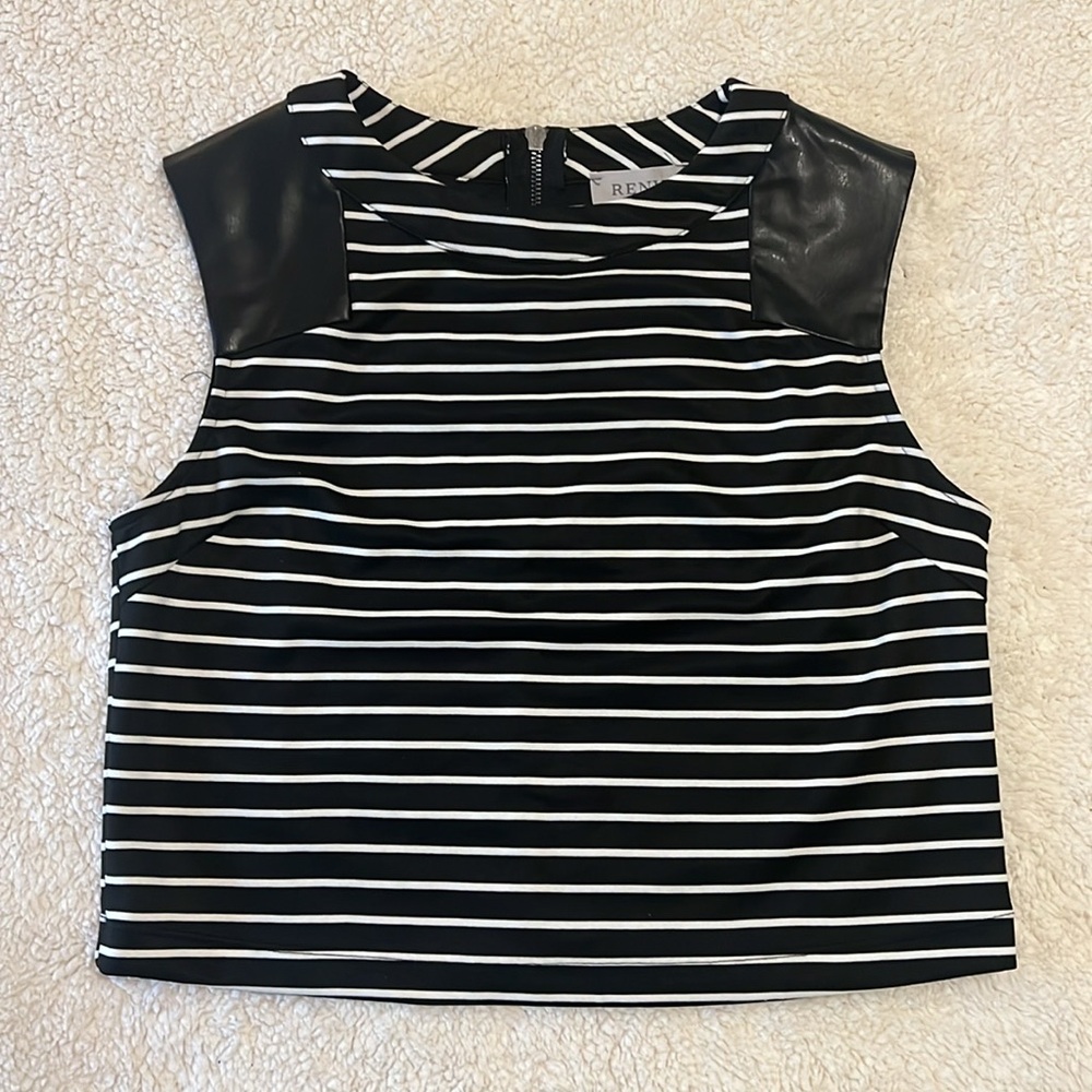 Renvy Striped Crop Top Sleeveless Cropped Shirt Stripes Women’s Size Small Shirt